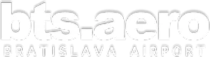 Logo letiska Bratislava bts.aero na čiernom pozadí